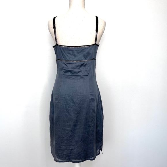 Vintage Bisou Bisou Gray Black Slip Dress Lace Straps - Picture 4 of 8